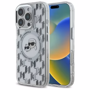 Karl Lagerfeld IML Monogram Karl & Choupette Head MagSafe Чехол iPhone 16 Pro - прозрачный