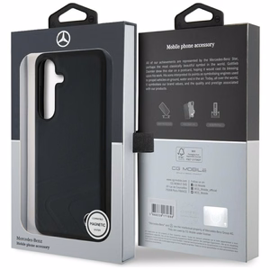 Mercedes Odinis Horizontalios įspaustos kreivės Magnetinis dėklas Samsung Galaxy S25 - juodas