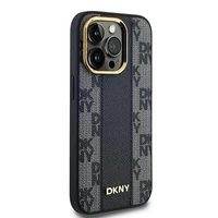 DKNY Odinis langeliais raštuotas magnetinis dėklas iPhone 13 Pro Max - juodas