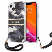 Guess GUHCP13SKCABBK iPhone 13 mini 5.4" juodas/juodas kietas dėklas Camo Dirželis Kolekcija