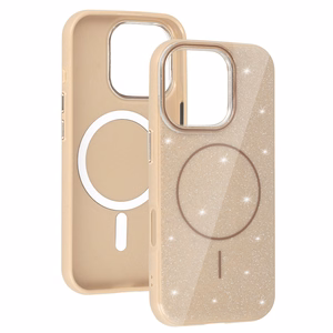 Magnetinis plonas blizgus dėklas telefonui Iphone 16e auksinis