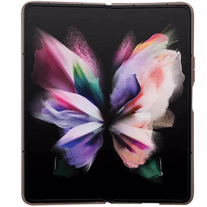 Guess odinis 4G trikampio Strass dėklas telefonui Samsung Galaxy Z Fold 5 - rudas