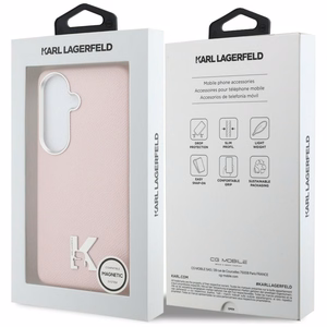 Dėklas Karl Lagerfeld K Metal Logo MagSafe Samsung Galaxy S26 rožinis