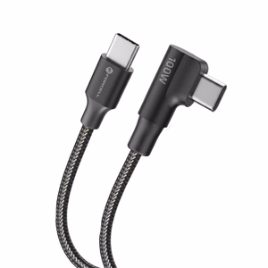 Laidas USB C į USB C Forcell F-Energy QC4.0 PD 5A 100W Cafule 90° 2 m CC-1Deg juodas