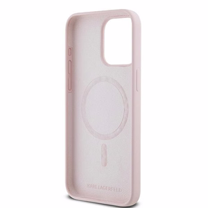 Karl Lagerfeld silikoninis Karl&Choupette magnetinis dėklas telefonui iPhone 15 Pro - rožinis
