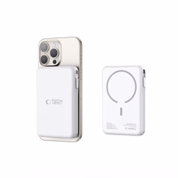 Tech-Protect LifeMag PB31 išorinė baterija su MagSafe 10000mAh 15W USB-C / USB-A / įmontuotu USB-C / Lightning kabeliais - balta