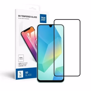 Apsauginis stiklas Blue Star - SAMSUNG A17 4G / A17 5G / A16 4G / A16 5G / M16 5G Visas veidas (pilnas klijavimas su rėmeliu/mažas dydis) - juodas Apsauginis stiklas Blue Star