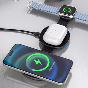 Dudao A11S 3-in-1 Wireless Charger Compatible with MagSafe Smartphone Smartwatch Headphones - Black