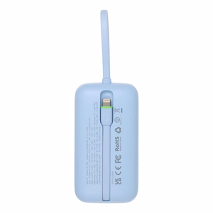 Išorinė baterija VEGER 10000 mAh su įmontuotais kabeliais Type C / Lightning PD QC3.0 35W K1 (W1188) mėlyna