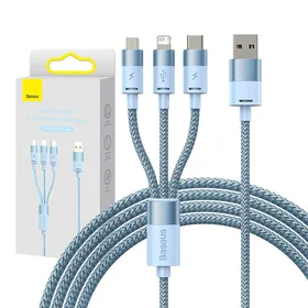 3v1 USB kabelis "Baseus StarSpeed" serijos, USB-C + "Micro" + "Lightning" 3,5A, 1,2 m (mėlynas)