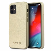 Guess GUHCP12SIGLGO iPhone 12 mini 5.4" auksinis/auksinis kietas dėklas Iridescent