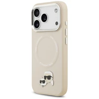 Karl Lagerfeld Karl & Choupette ženkliukų magnetinis dėklas telefonui iPhone 17 Pro Max - smėlinis
