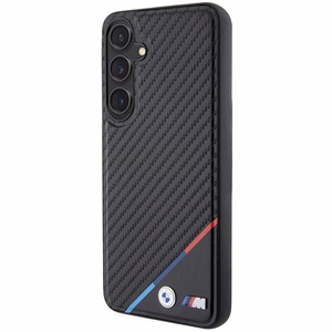BMW Carbon Tricolor Line MagSafe dėklas Samsung Galaxy S24+ juodas