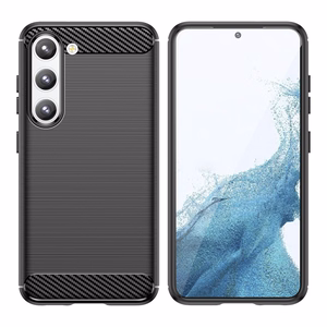 Carbon dėklas telefonui Samsung Galaxy S23+ lankstus silikoninis anglies dėklas juodas
