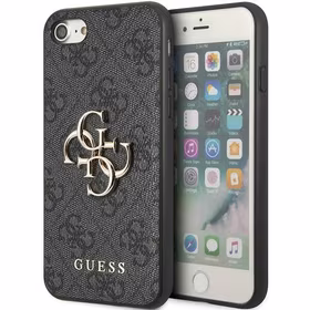 Guess GUHCI84GMGGR iPhone 7/8/SE 2020/2022 pilkas/pilkas kietas dėklas 4G Didelis Metalinis Logotipas