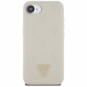 Guess Grained Hot Stamp Peony Triangle Logo Magnetinis dėklas telefonui iPhone 16e - smėlio