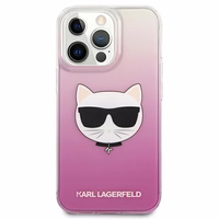 Karl Lagerfeld Choupette galvos dėklas telefonui iPhone 13 Pro Max – rožinis