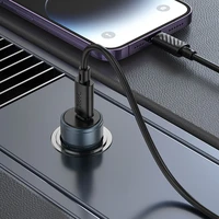 Automobilinis įkroviklis Hoco USB C QC3.0 PD 30W + kabelis USB C į Lightning Z57 metalinis pilkas
