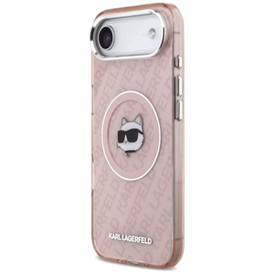KARL LAGERFELD dėklas telefonui IPHONE 17 Air suderinamas su Magnetine KLHMP17MHMKBCHOP (IML Choupette Head Logo) rožinė