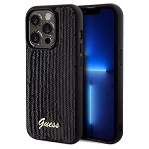 Guess Sequin Script Metal case for iPhone 14 Pro Max - black