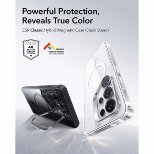 ESR Classic Hybrid Kickstand MagSafe dėklas, skirtas "Samsung Galaxy S26 Ultra" - skaidrus, juodas