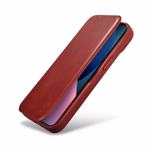 iCarer CE Premium odinis folio dėklas iPhone 14 Plus su MagSafe magnetiniu flipu - raudonas