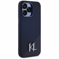 Karl Lagerfeld Silikoninis Shadow Metal Initial Magnetinis dėklas telefonui iPhone 15 Pro juodas