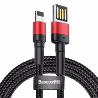 Baseus Cafule Dvipusis USB Lightning kabelis 2,4A 1m (juodas+raudonas)
