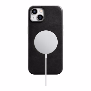 Чехол iCarer Oil Wax Premium Leather для iPhone 14 Plus магнитный кожаный с MagSafe чёрный