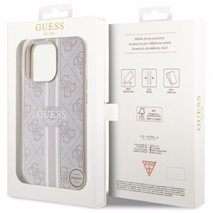 Guess GUHMP13LP4RPSP iPhone 13 Pro / 13 6.1" rožinė/rožinė kietas dėklas 4G Printed Stripes MagSafe