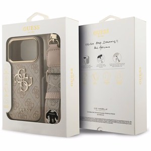 Guess 4G Big 4G Classic Logo Big Strap Metal Buttons dėklas iPhone 17 Pro Max (m) - rožinis