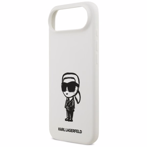 KARL LAGERFELD dėklas telefonui IPHONE 17 Air suderinamas su Magnetine KLHMP17MSKIGROH (Silicone W/ KL Sketch & Logo) baltas
