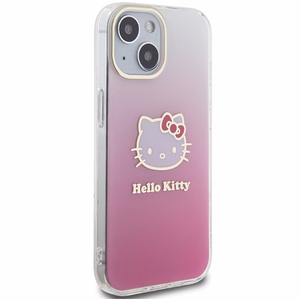 Hello Kitty IML Gradient Electrop Kitty Head dėklas telefonui iPhone 15 - rožinis