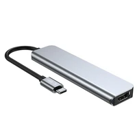 HUB Tech-Protect V4 6in1 USB-C - USB-A 3.0 / USB-A 2.0 / USB-C / HDMI / micro SD / TF / SD kortelių skaitytuvas - pilkas