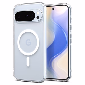 Spigen Ultra Hybrid Mag MagSafe dėklas telefonui Google Pixel 10 / 10 Pro - skaidrus ir baltas
