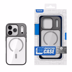 Rock Guard serijos magnetinis dėklas telefonui Iphone 17 Pro skaidrus-juodas