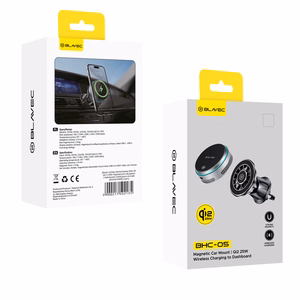 "Blavec" automobilinis laikiklis BHC-05 Qi2.2 25W su indukciniu įkrovimu ir aktyviu aušinimu iki oro ventiliatoriaus (BHC05-MWIB), juodas