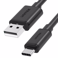 UNITEK USB KABELIS USB-A - USB-C 25CM, Y-C480BK