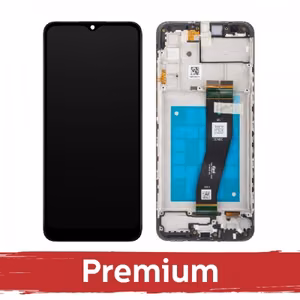 LCD ekranas Samsung A025G A02s juodas su rėmeliu OEM