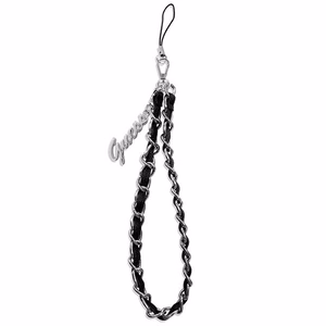 Guess pakabukas GUSTSASSK telefono dirželis juodas Chain Metal Logo Charm