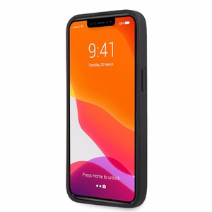 AMG AMHCP13LOSDBK iPhone 13 Pro / 13 6.1" juoda/juoda kietas dėklas odinis lenktos linijos