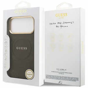 Guess Peony Hot Stamp Magnetinis dėklas telefonui iPhone 17 Pro Max - rudas