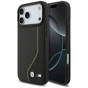 BMW M Carbon Line & Logo Magnetinis dėklas telefonui iPhone 17 Pro Max - geltonas