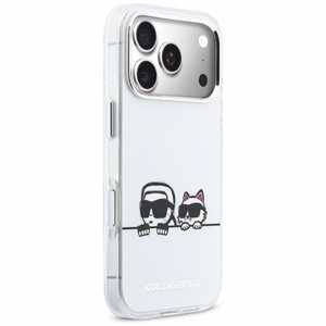 Karl Lagerfeld IML Karl & Choupette Peekaboo Logo MagSafe Dėklas for iPhone 17 Pro - baltas