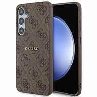 Guess 4G Collection Odinis Metalinis Logotipas Magnetinis dėklas telefonui Samsung Galaxy S24+ - rudas