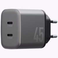 Tinklo įkroviklis Energea Ampcharge GaN45 2xUSB-C PD/PPS/QC3.0 45W pilkas
