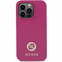 Guess GUHCP15LPS4DGPP iPhone 15 Pro 6.1" rožinis/rožinis kietas dėklas Strass Metalinis Logotipas