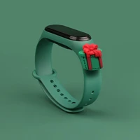 Dirželis Xmas Xiaomi Mi Band 3 / 4 Kalėdinis silikoninis dirželis apyrankė su dovana - tamsiai žalia