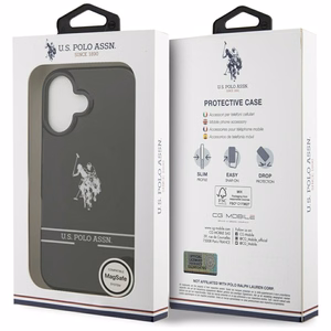 US Polo DH ir apatinės juostos logotipas Magnetinis dėklas iPhone 17 - juodas