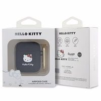 Hello Kitty silikoninis 3D Kitty galvos dėklas AirPods 1/2 - juodas